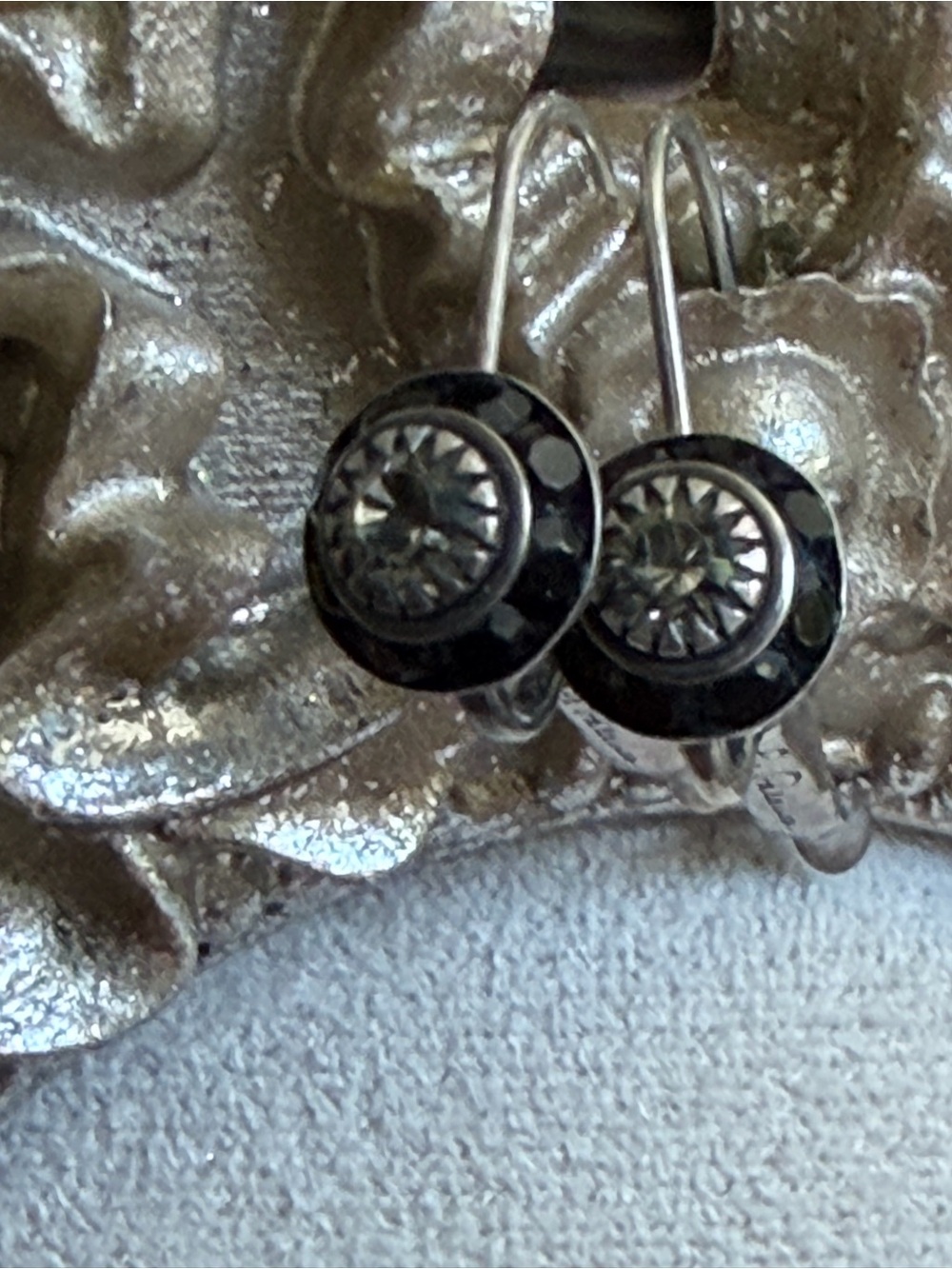 Liz Palacios Black and Silver Tone Swarovski Crystal Disc Drop Earrings - Women - Picture 4 of 5